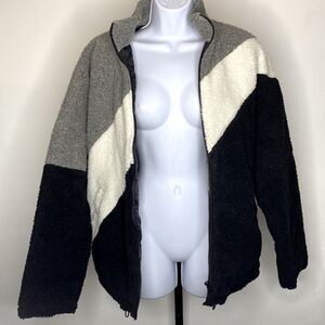 Black/Cream/Grey teddy bear coat size S (small) from Forever21 MEN